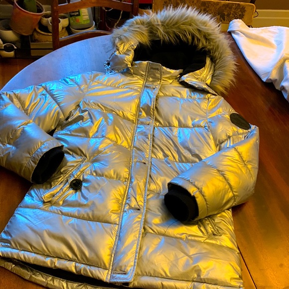 Diesel Metallic Silver Kids Puffer Coat